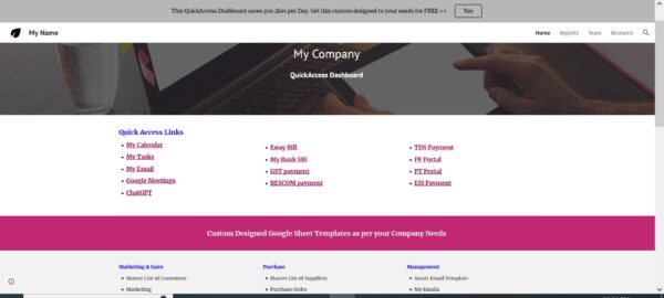 Quick Access Dashboard
