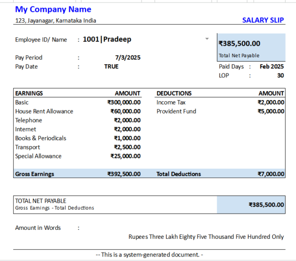 Pay Slip Generator and Emailer