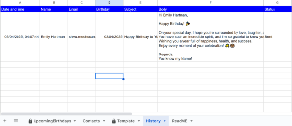 Automated Birthday Emailer - Image 3